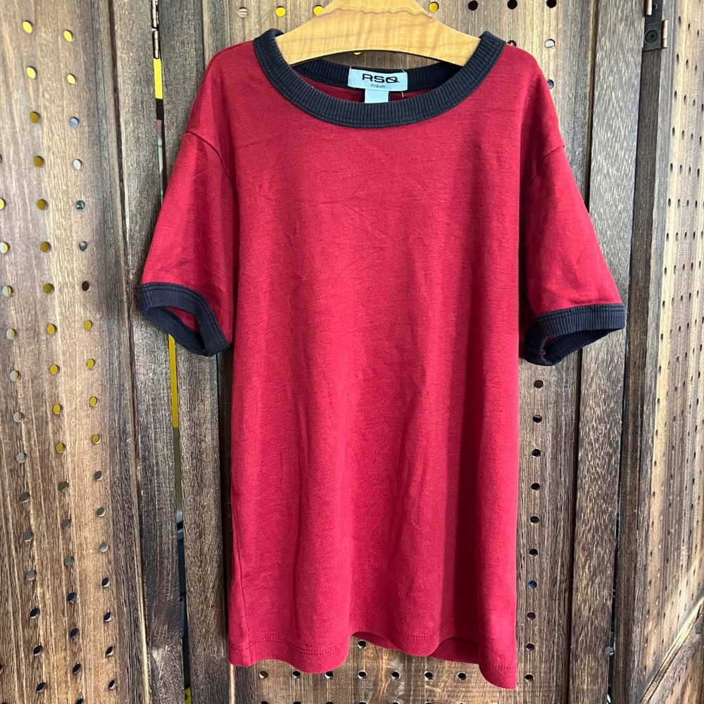RSQ Red Ringer T Shirt Size Medium y2k 90s skater retro 70s 100% Cotton Tillys